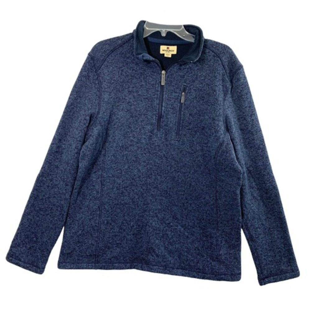 Woolrich Pullover Mens Large Blue 1/4 Zip Sweater Jacket Long Sleeve Layer
